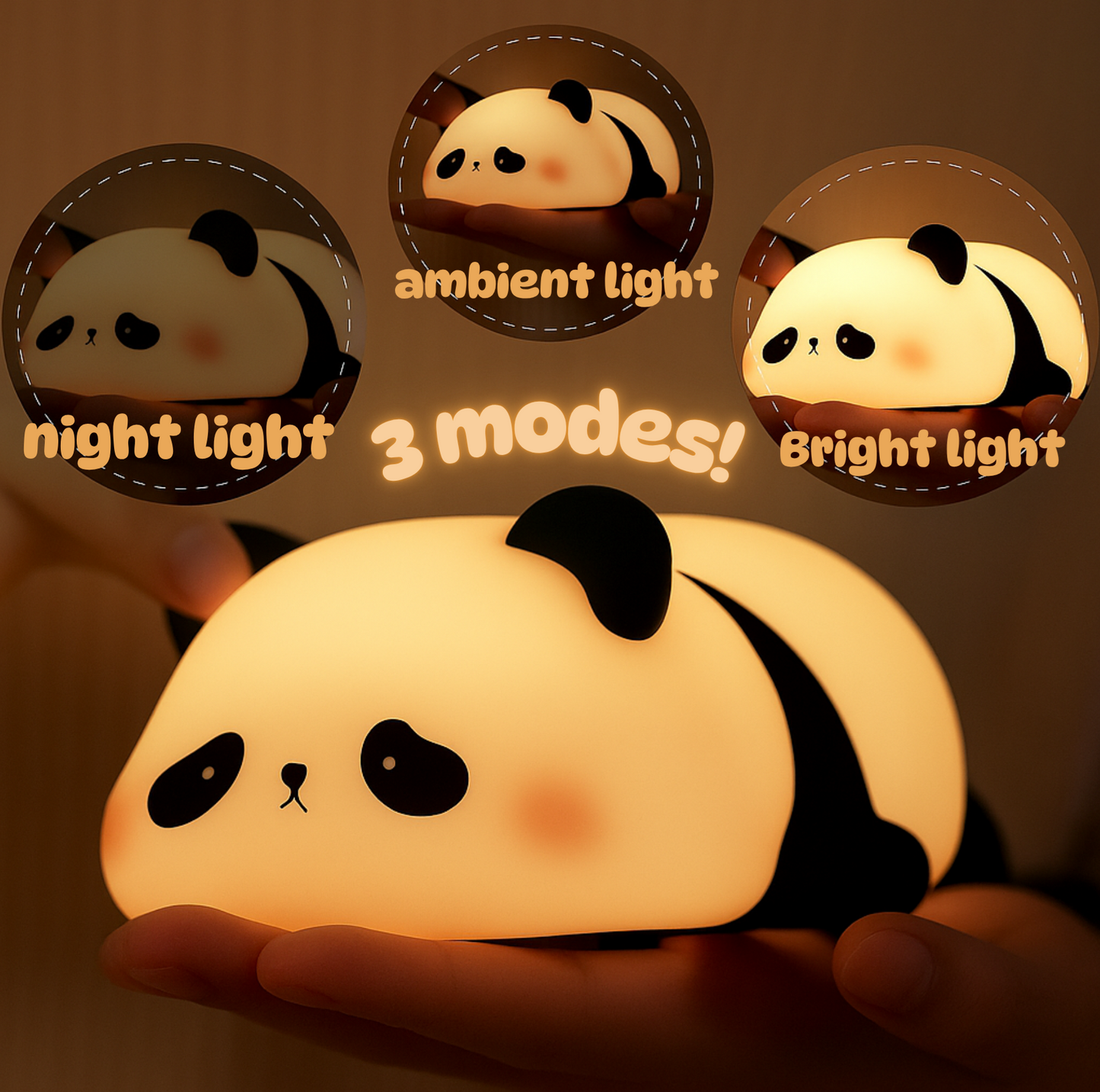 Panda night light silicone USB rechargeable timing lamp decoration