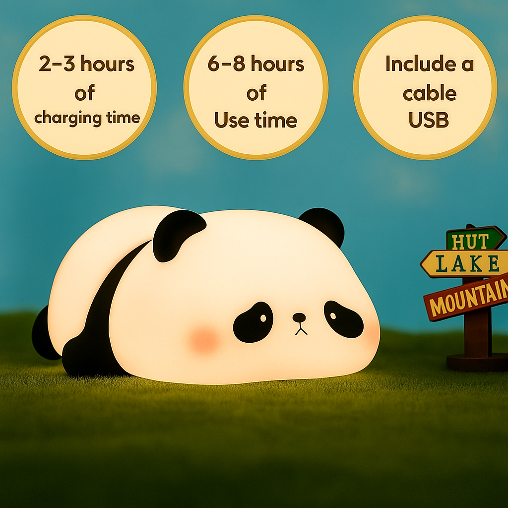 Panda night light silicone USB rechargeable timing lamp decoration
